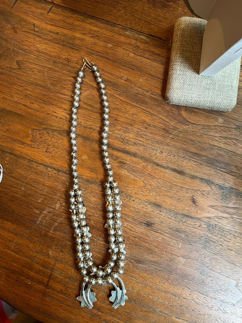 Sterling Silver Squash Blossom Necklace with Coral Stone Accents! - Picture 7 of 7